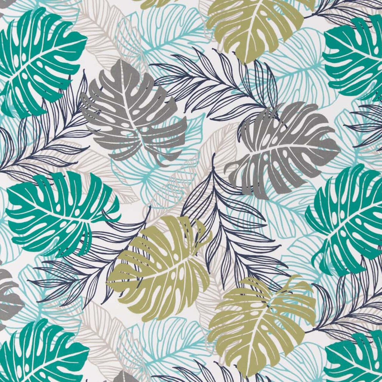 Jade - Aqua & Teal,Green Leaves,Tropical & Botanical Upholstery Fabric 54 Inches"